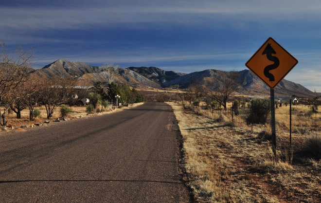 the narrow winding road into Dragoon